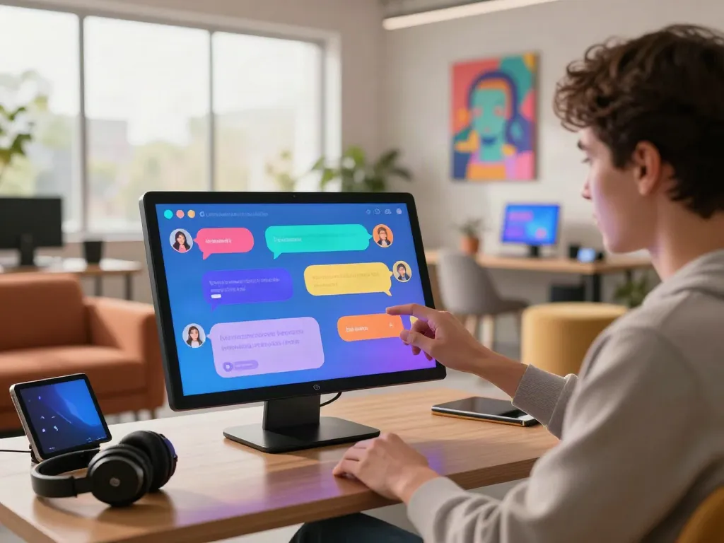 Interactive spicy chat ai session with vibrant chat interface and AI elements in cozy digital environment.